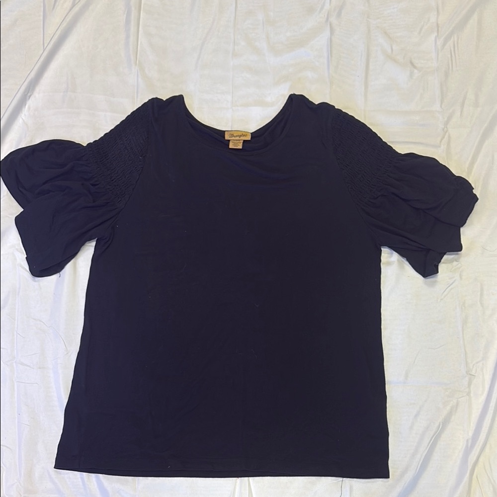 Wrangler Navy Puff Sleeve Blouse